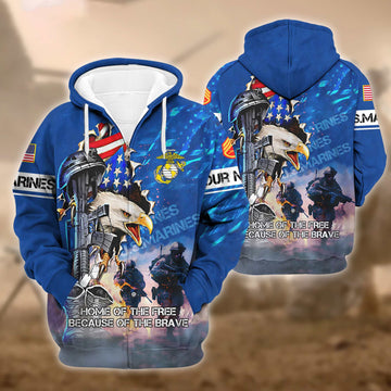 Premium Custom USMC Zip Hoodie VPVC602303, Gifts For Marine Veteran