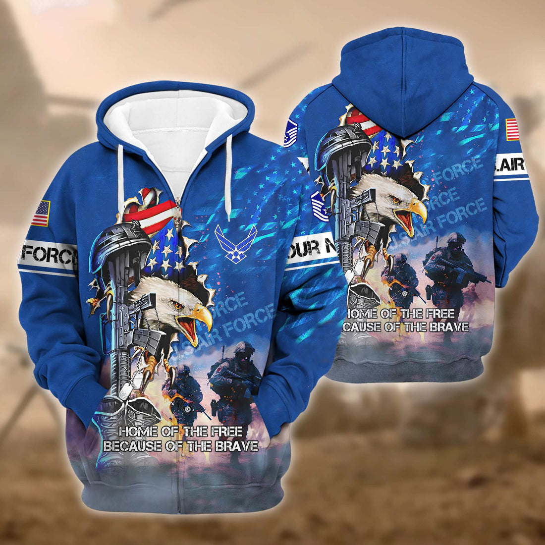 Premium Custom USAF Zip Hoodie VPVC602304, Gifts For Air Force Veteran, Gifts For Veterans Day