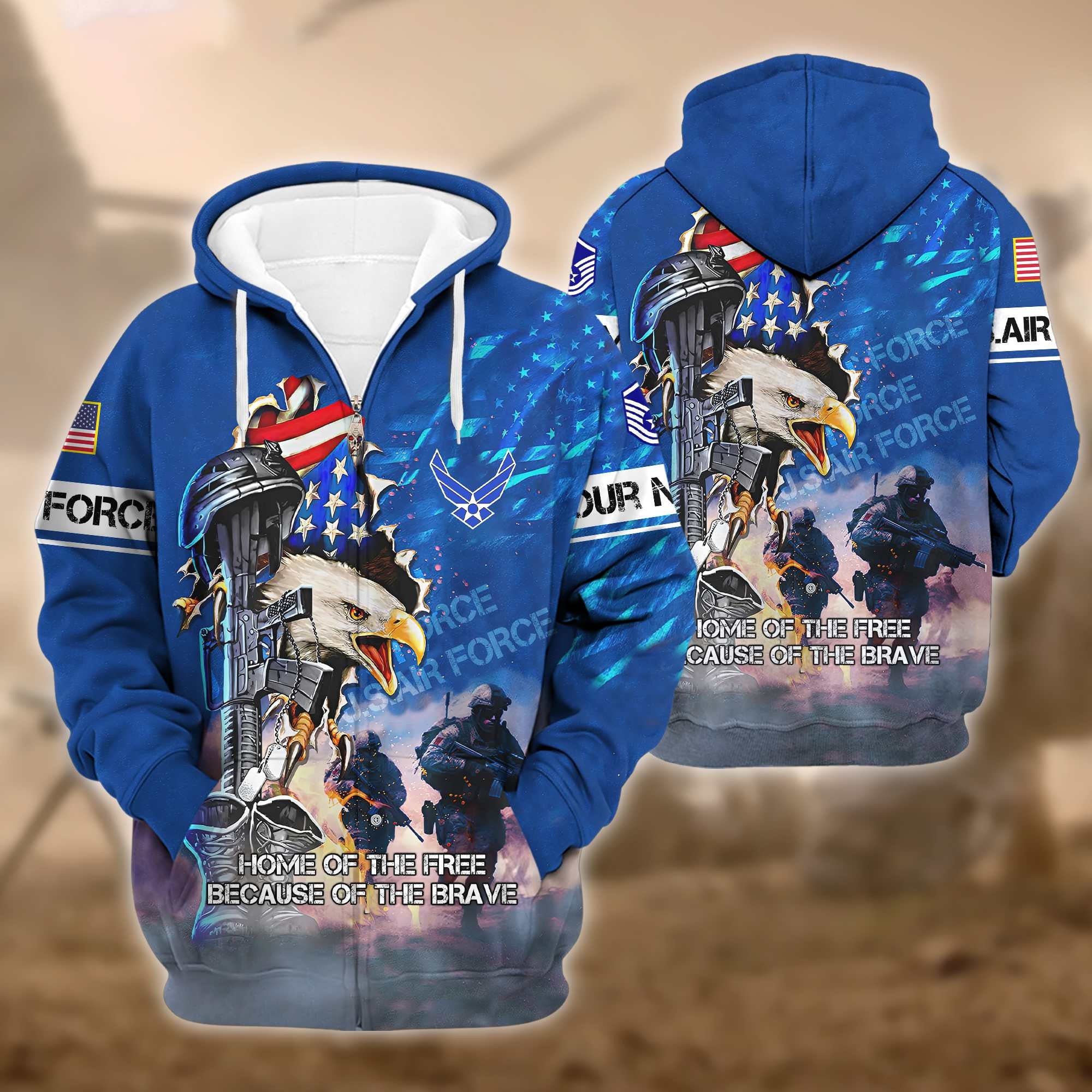 Premium Custom USAF Zip Hoodie VPVC602304, Gifts For Air Force Veteran, Gifts For Veterans Day