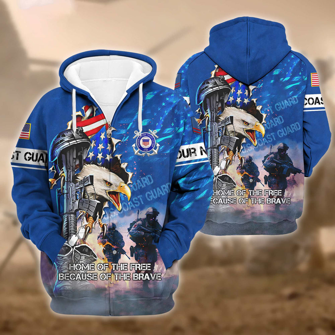 Premium Custom USCG Zip Hoodie VPVC602305, Gifts For Coast Guard Veteran