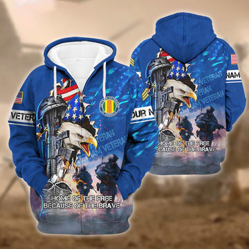 Premium Custom Vietnam Veterans Zip Hoodie VPVC602306, Custom Name, Rank, Gifts For Vietnam Veterans