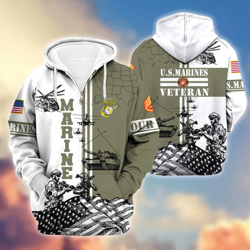 Premium USMC Zip Hoodie VPVC601003, Gifts For Marine Veteran