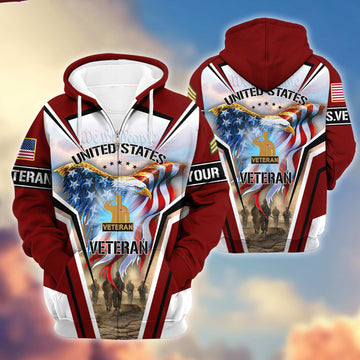 Premium US Veterans Zip Hoodie VPVC600907, Custom Name, Rank, Gifts For US Veterans