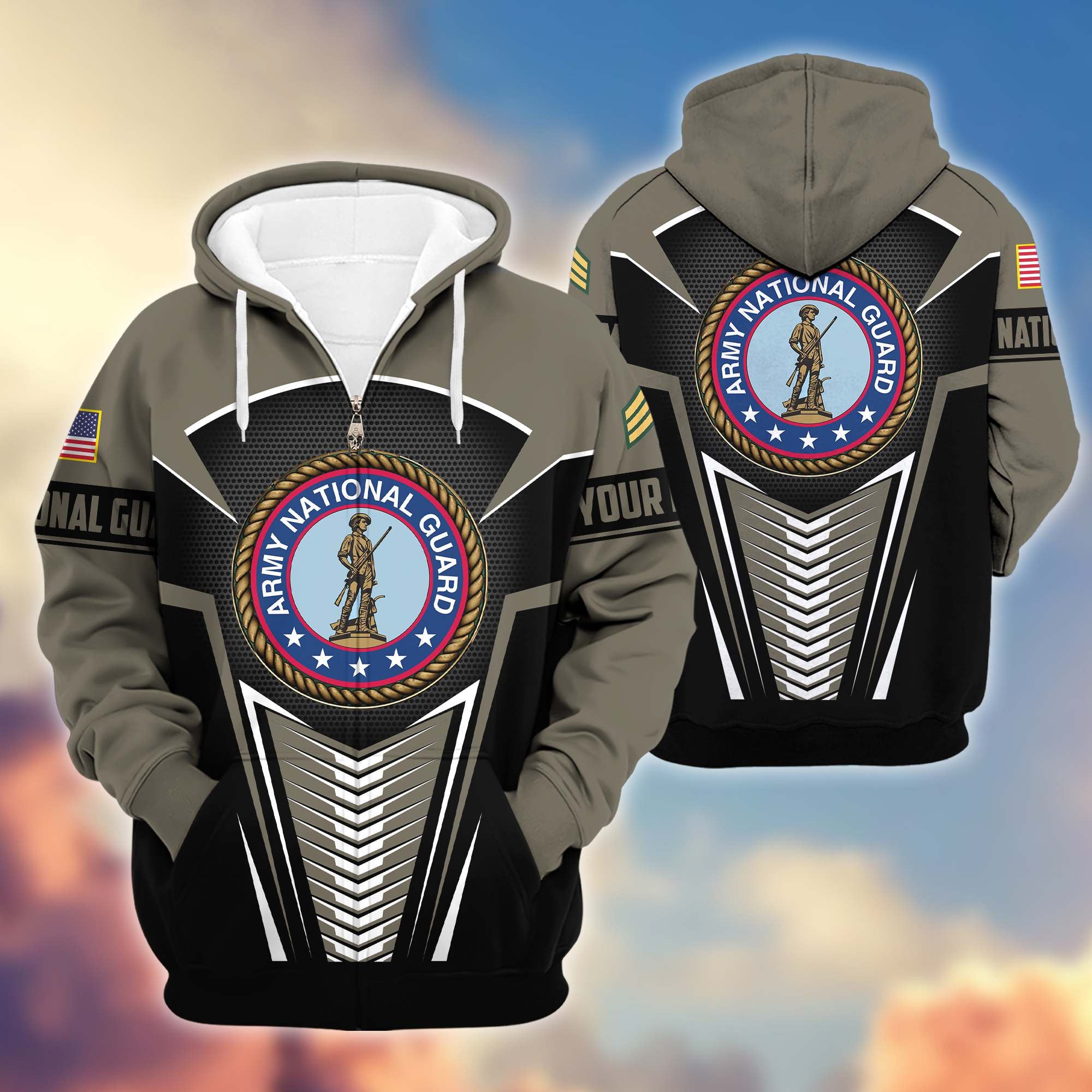 Premium Army National Guard Zip Hoodie VPVC600808, Custom Name, Rank, Gifts For Army National Guard Veteran