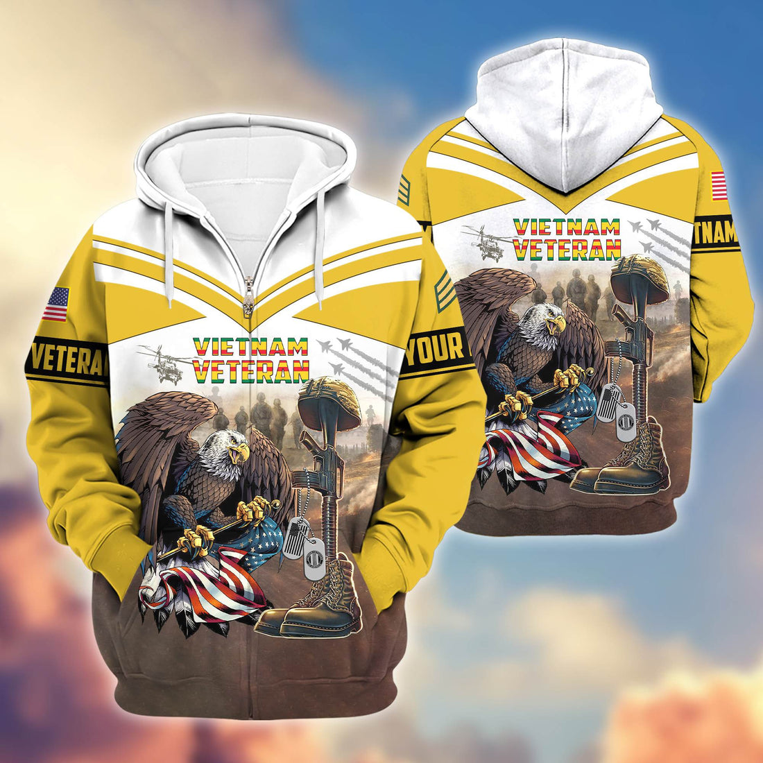 Premium Vietnam Veteran Zip Hoodie VPVC600606, Custom Name, Rank, Gifts For Vietnam Veteran