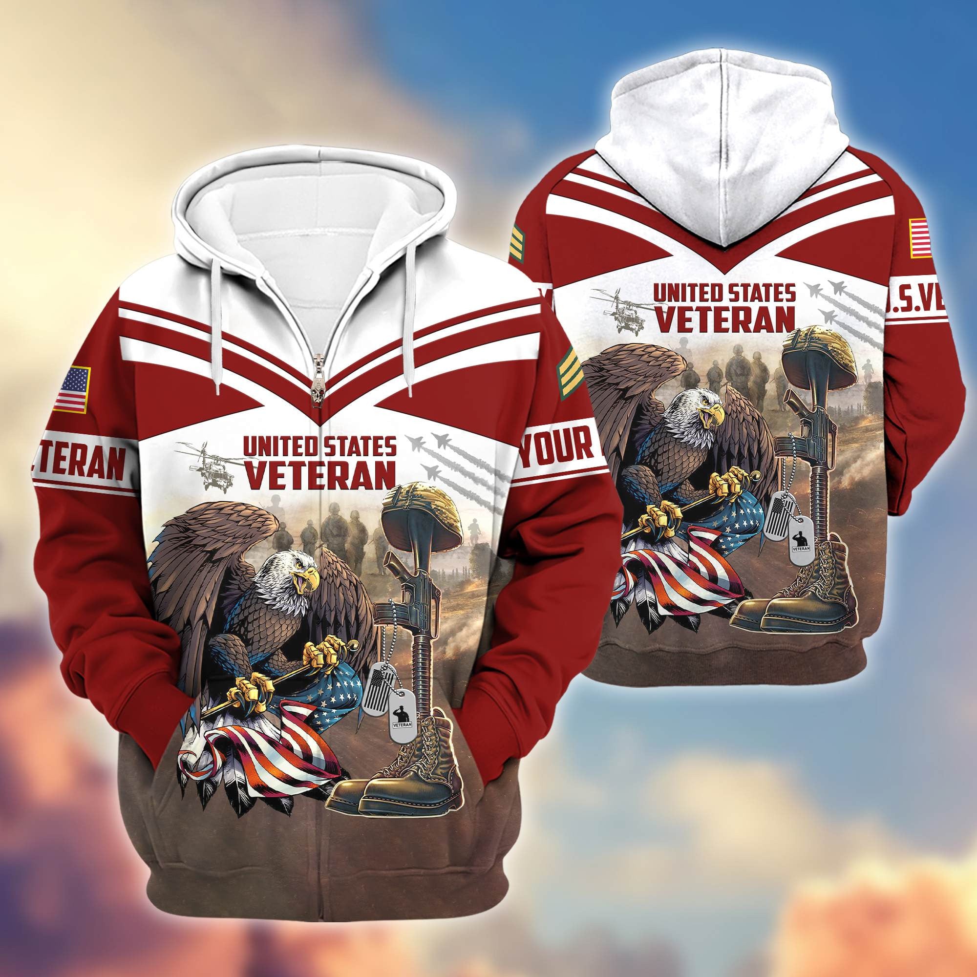 Premium US Veterans Zip Hoodie VPVC600607, Custom Name, Rank, Gifts For US Veterans