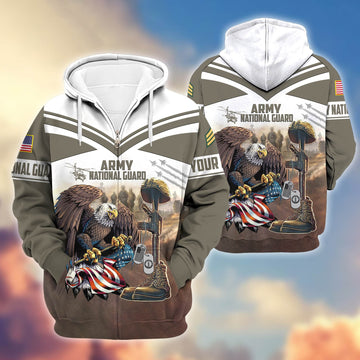 Premium Army National Guard Veteran Zip Hoodie VPVC600608, Custom Name, Rank, Gifts For Army National Guard Veteran
