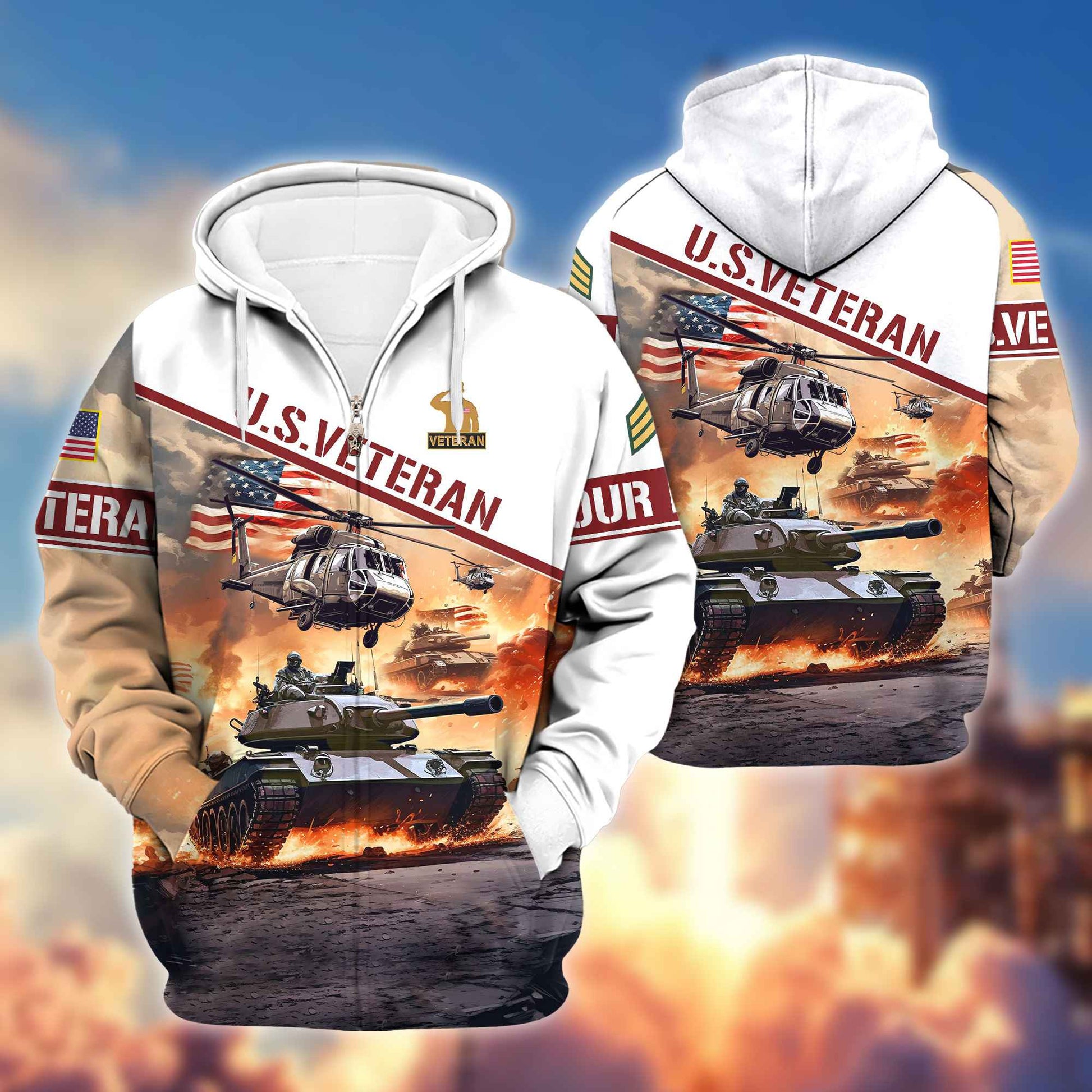 Premium US Veterans Zip Hoodie VPVC600407, Custom Name, Rank, Gifts For US Veterans