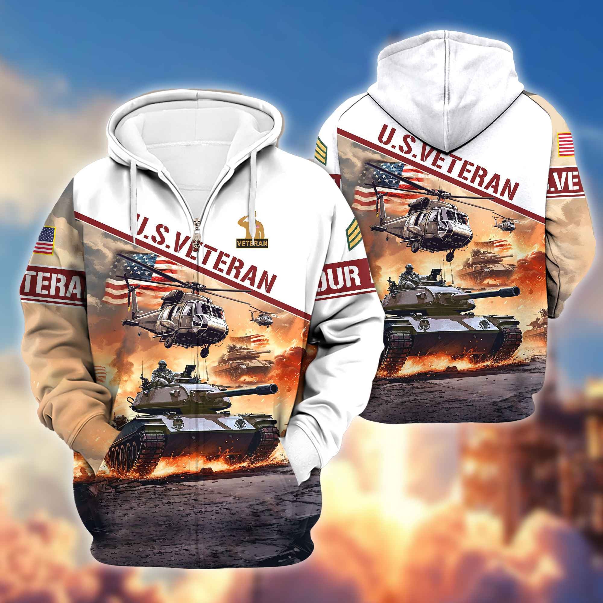 Premium US Veterans Zip Hoodie VPVC600407, Custom Name, Rank, Gifts For US Veterans