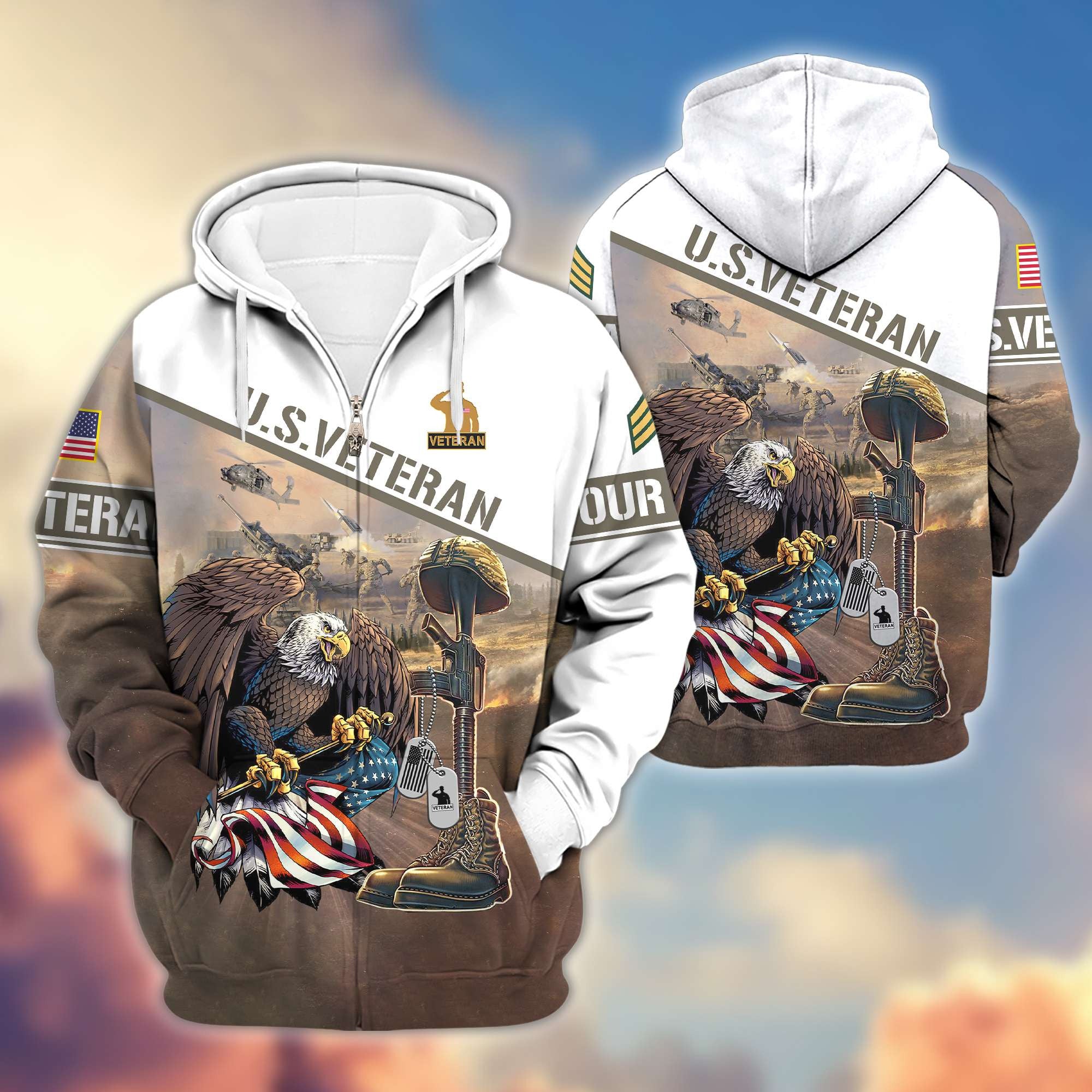 Premium US Veterans Zip Hoodie VPVC600207, Custom Name, Rank, Year, Gifts For US Veterans, Gifts For Veterans Day