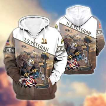 Premium US Veterans Zip Hoodie VPVC600207, Custom Name, Rank, Year, Gifts For US Veterans, Gifts For Veterans Day
