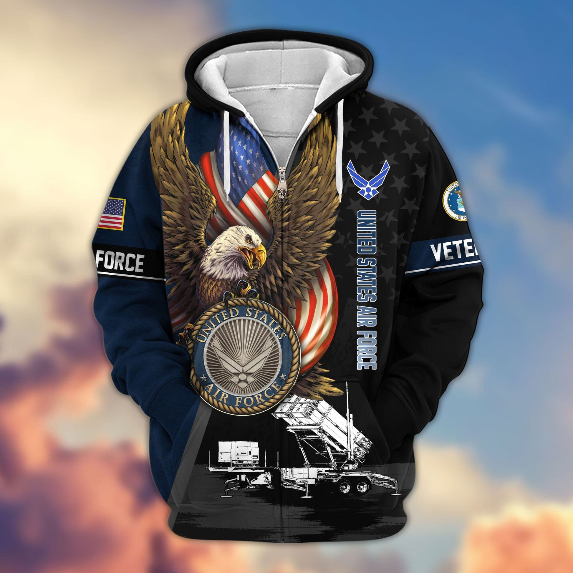 Premium Proudly Served US Veterans Zip Hoodie APHN170912, Gifts For US Veterans, Gifts For Veterans Day