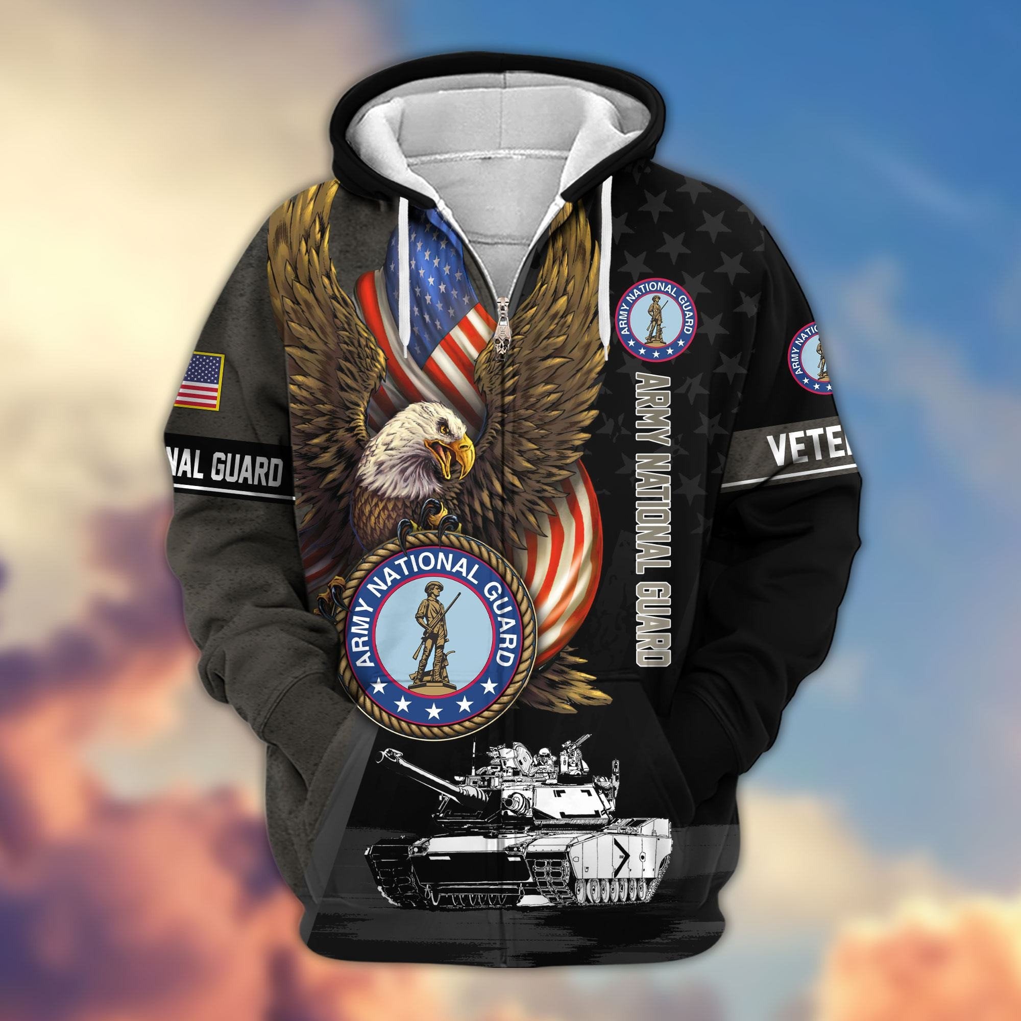 Premium Proudly Served US Veterans Zip Hoodie APHN170912, Gifts For US Veterans, Gifts For Veterans Day