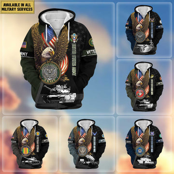 Premium Proudly Served US Veterans Zip Hoodie APHN170912, Gifts For US Veterans, Gifts For Veterans Day
