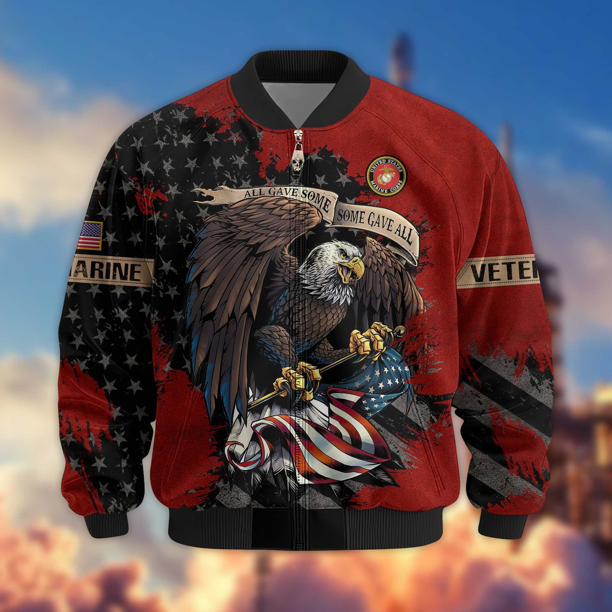 Premium USMC Veteran Bomber Jacket VPVC801403, Gifts For US Marines Veteran