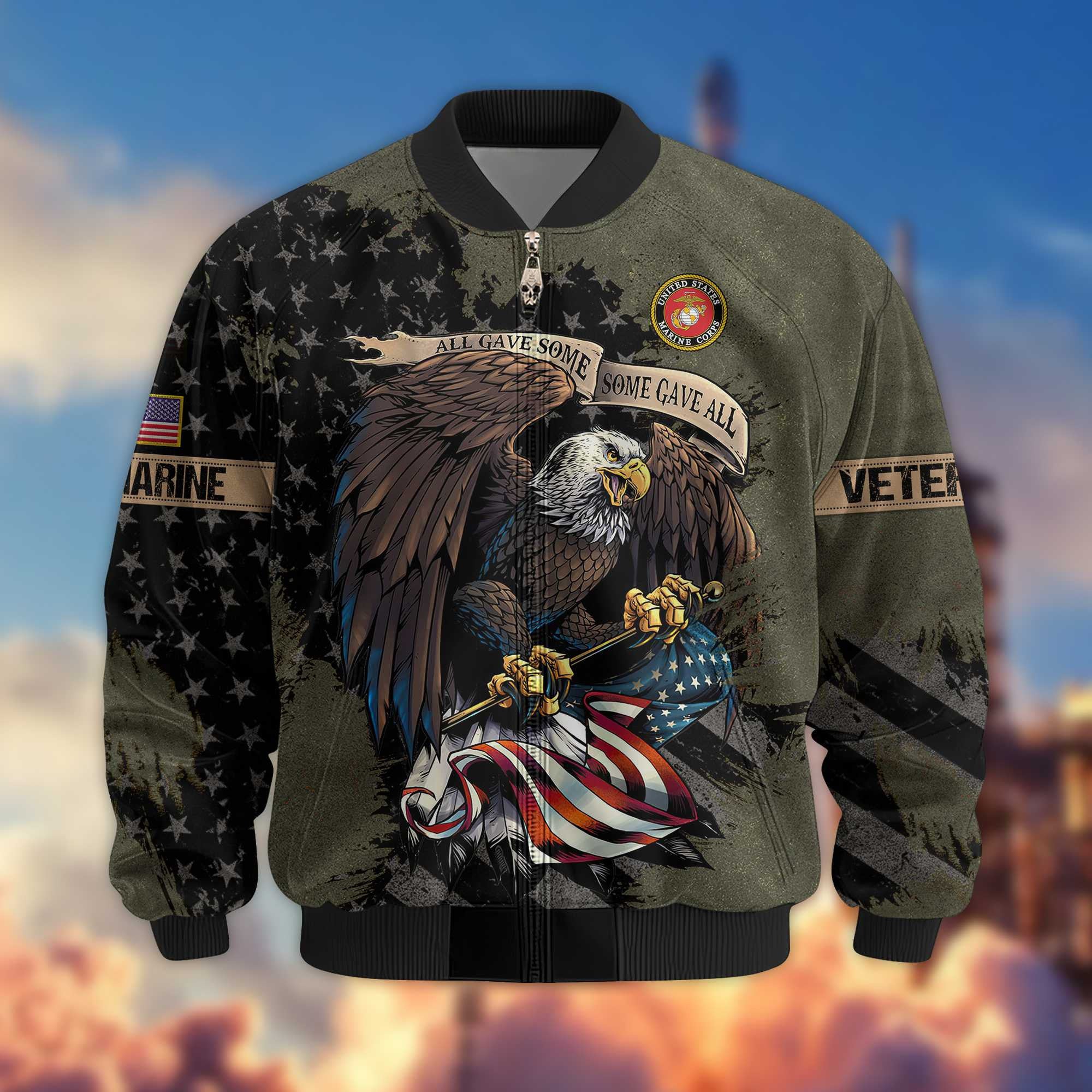 Premium USMC Veteran Bomber Jacket VPVC801412, Gifts For US Marines Veteran