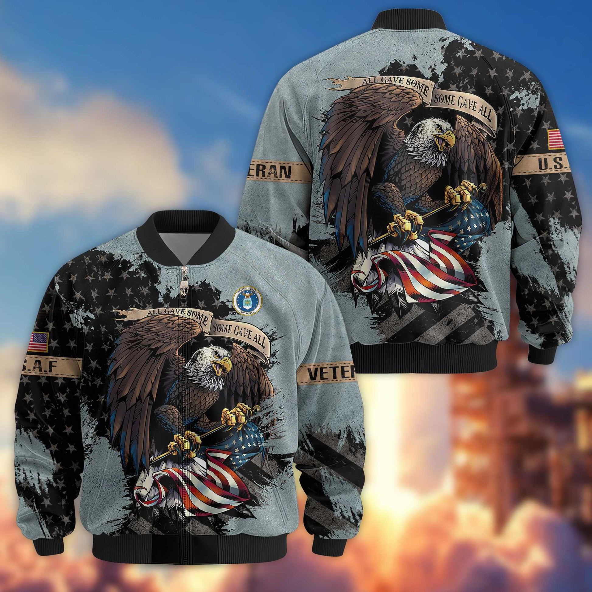Premium USAF Veteran Bomber Jacket VPVC801404, Gifts For US Air Force Veteran