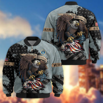Premium USAF Veteran Bomber Jacket VPVC801404, Gifts For US Air Force Veteran