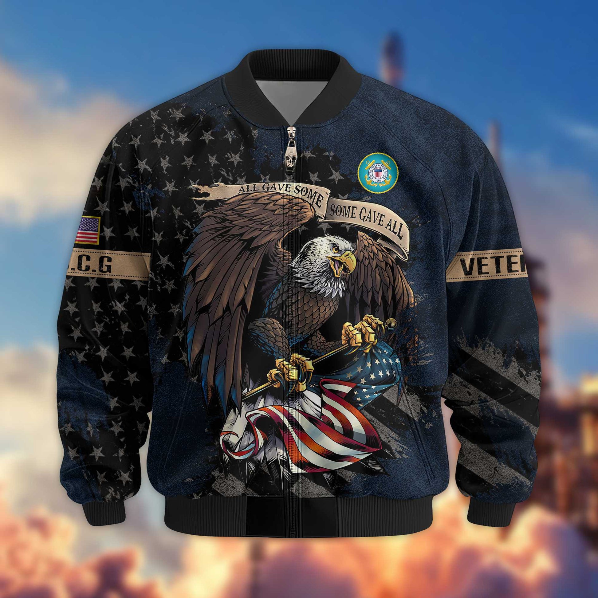 Premium USCG Veteran Bomber Jacket VPVC801405, Gifts For US Coast Guard Veteran