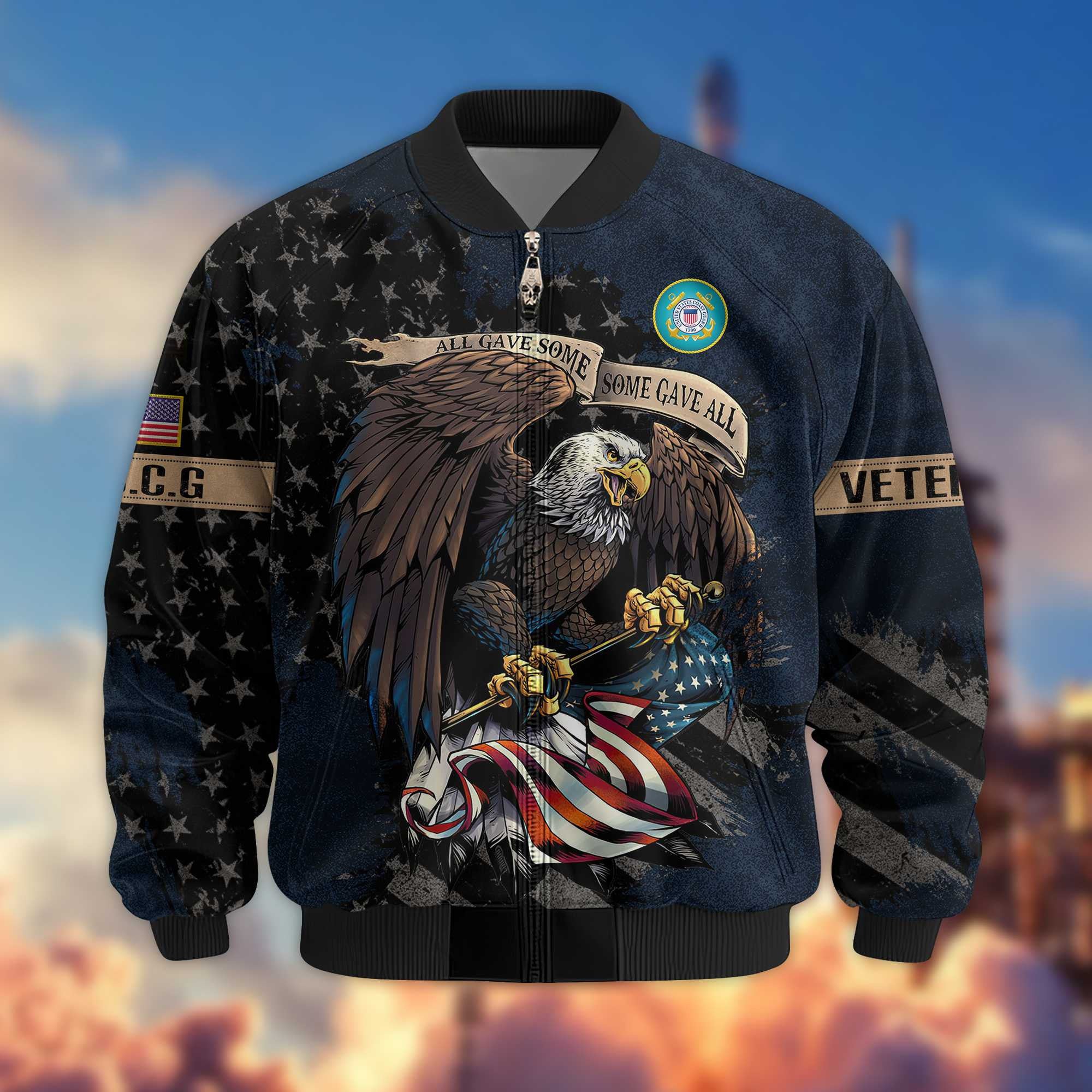 Premium USCG Veteran Bomber Jacket VPVC801405, Gifts For US Coast Guard Veteran