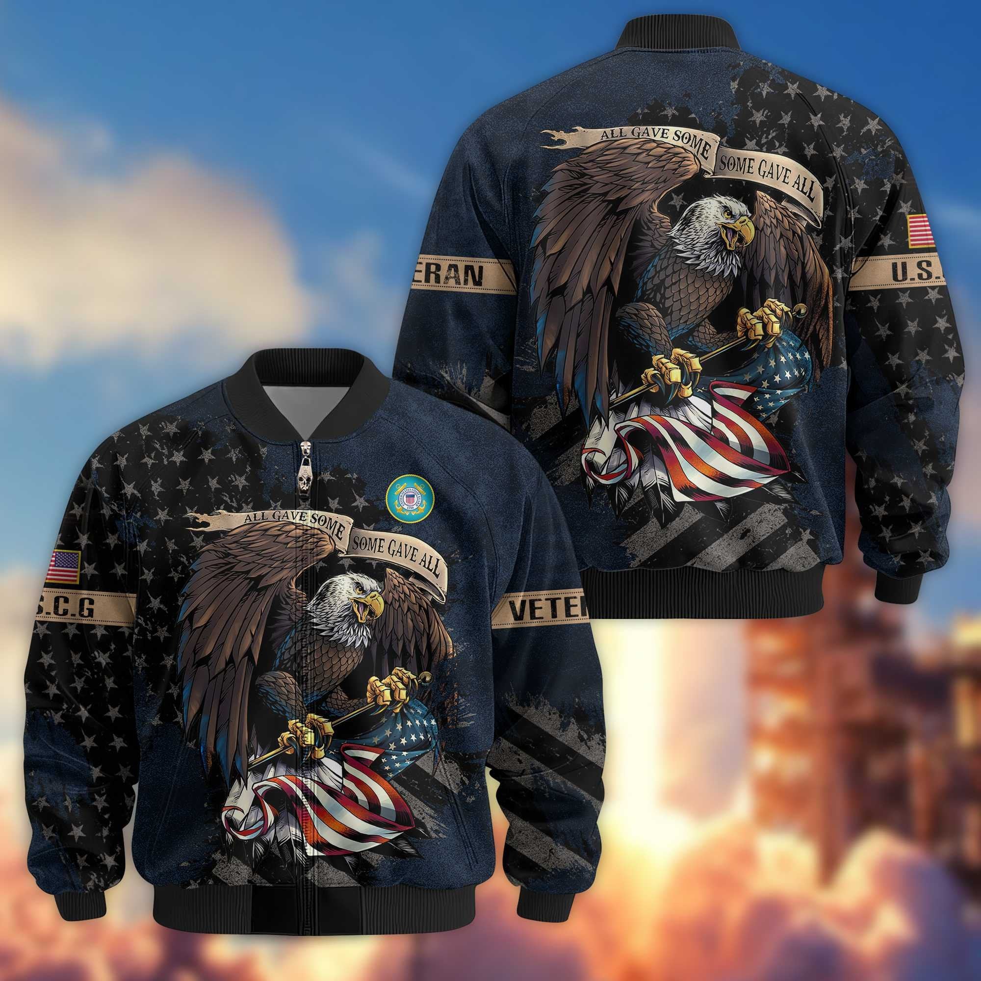 Premium USCG Veteran Bomber Jacket VPVC801405, Gifts For US Coast Guard Veteran