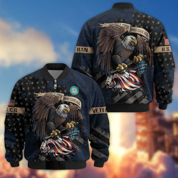 Premium USCG Veteran Bomber Jacket VPVC801405, Gifts For US Coast Guard Veteran