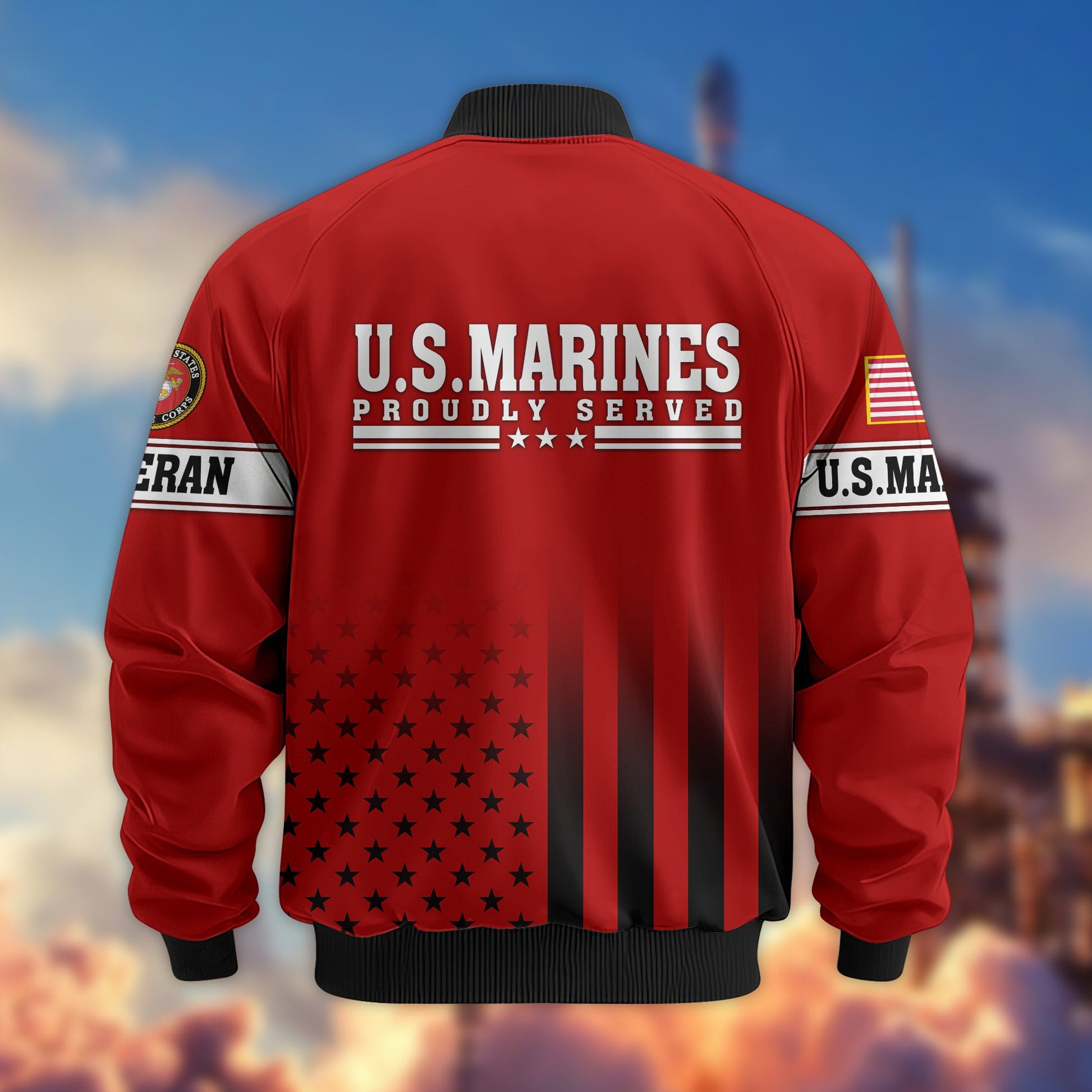 Premium USMC Veteran Bomber Jacket VPVC800803, Gifts For US Marines Veteran