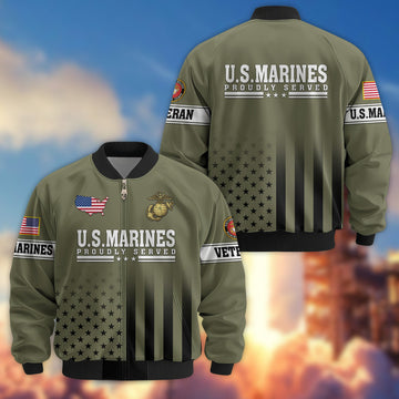Premium USMC Veteran Bomber Jacket VPVC800811, Gifts For US Marines Veteran