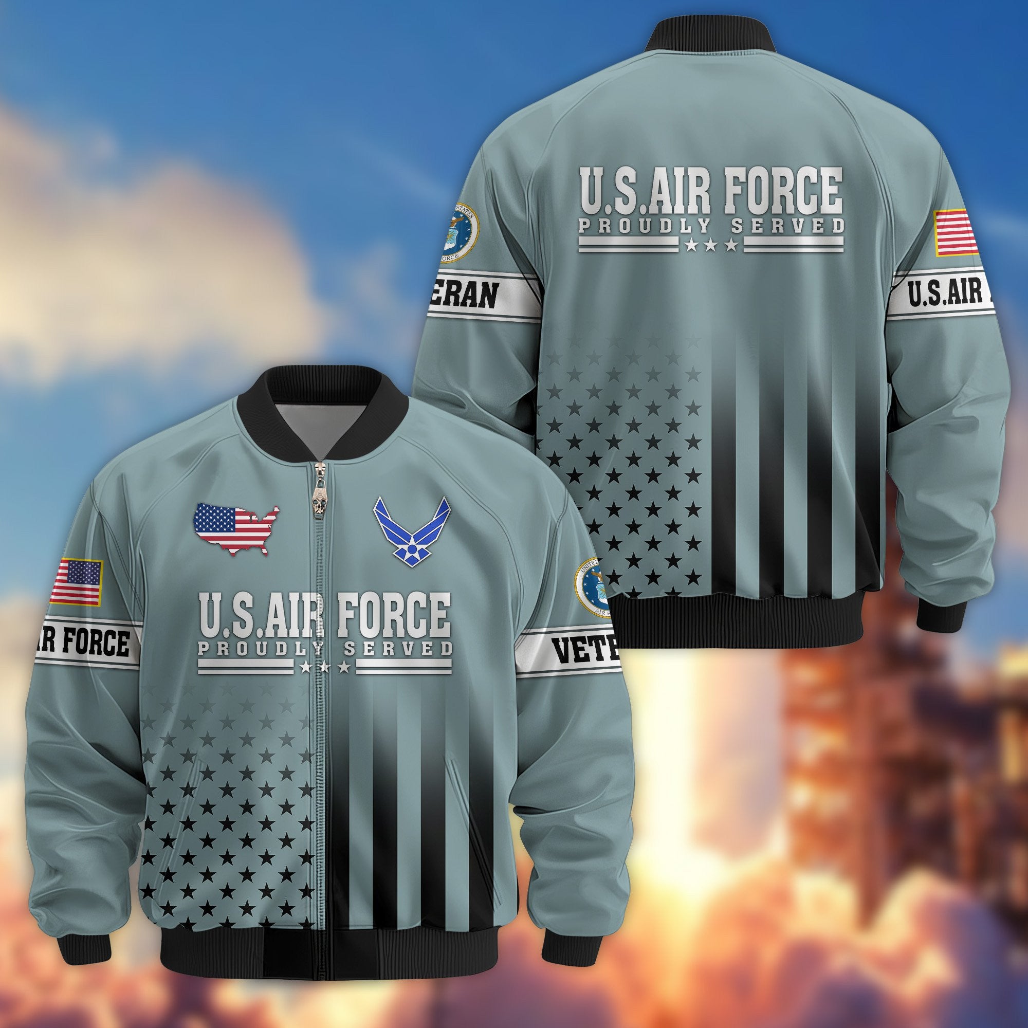 Premium USAF Veteran Bomber Jacket VPVC800804, Gifts For US Air Force Veteran