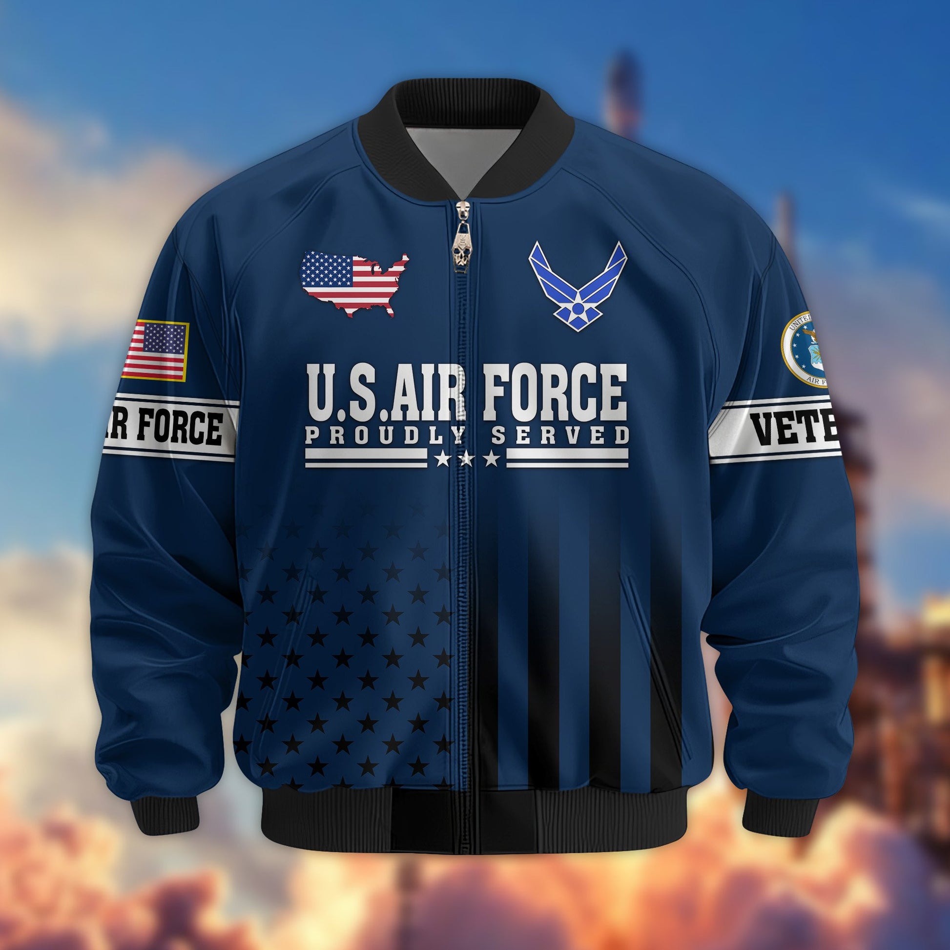 Premium USAF Veteran Bomber Jacket VPVC800812, Gifts For US Air Force Veteran