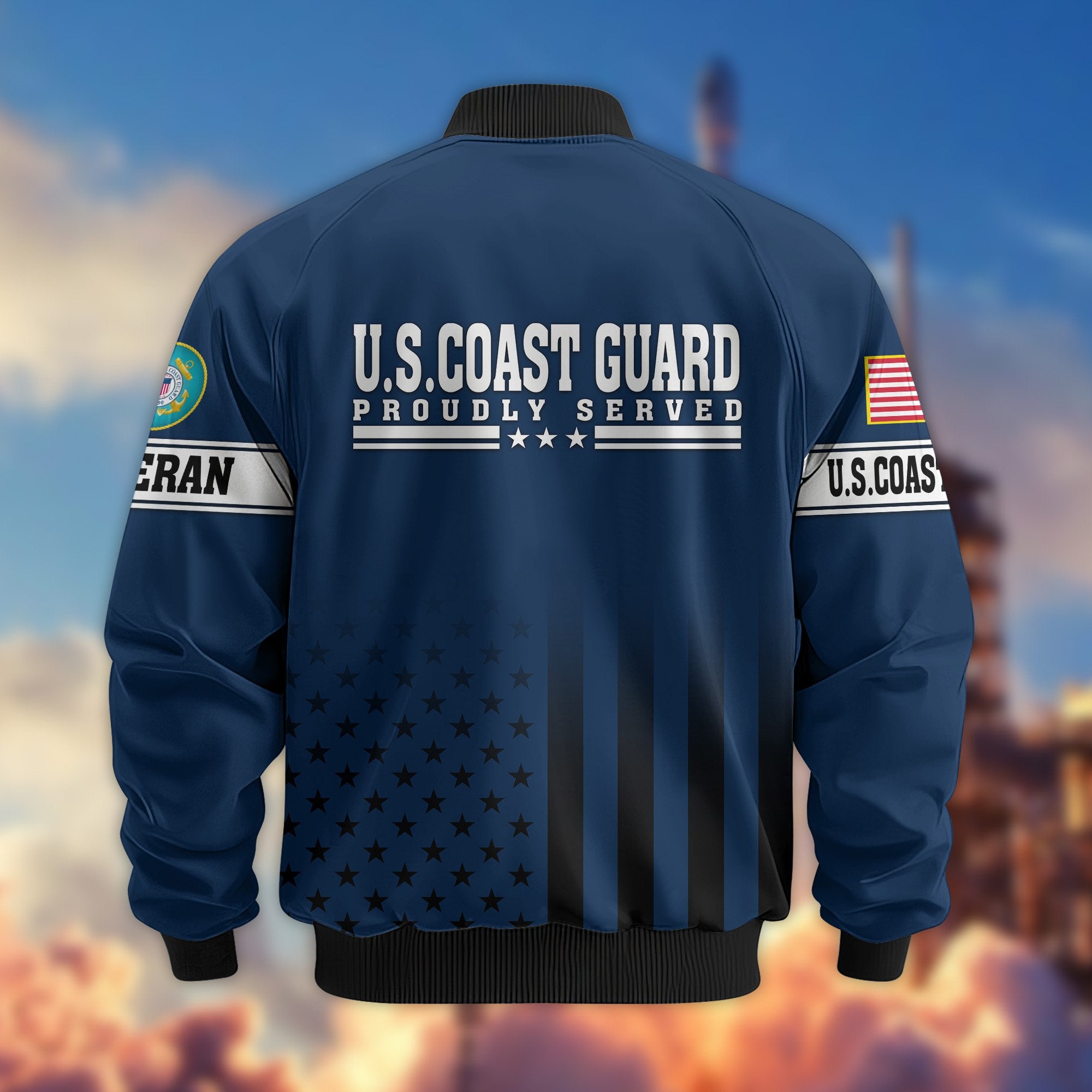 Premium USCG Veteran Bomber Jacket VPVC800805, Gifts For US Coast Guard Veteran