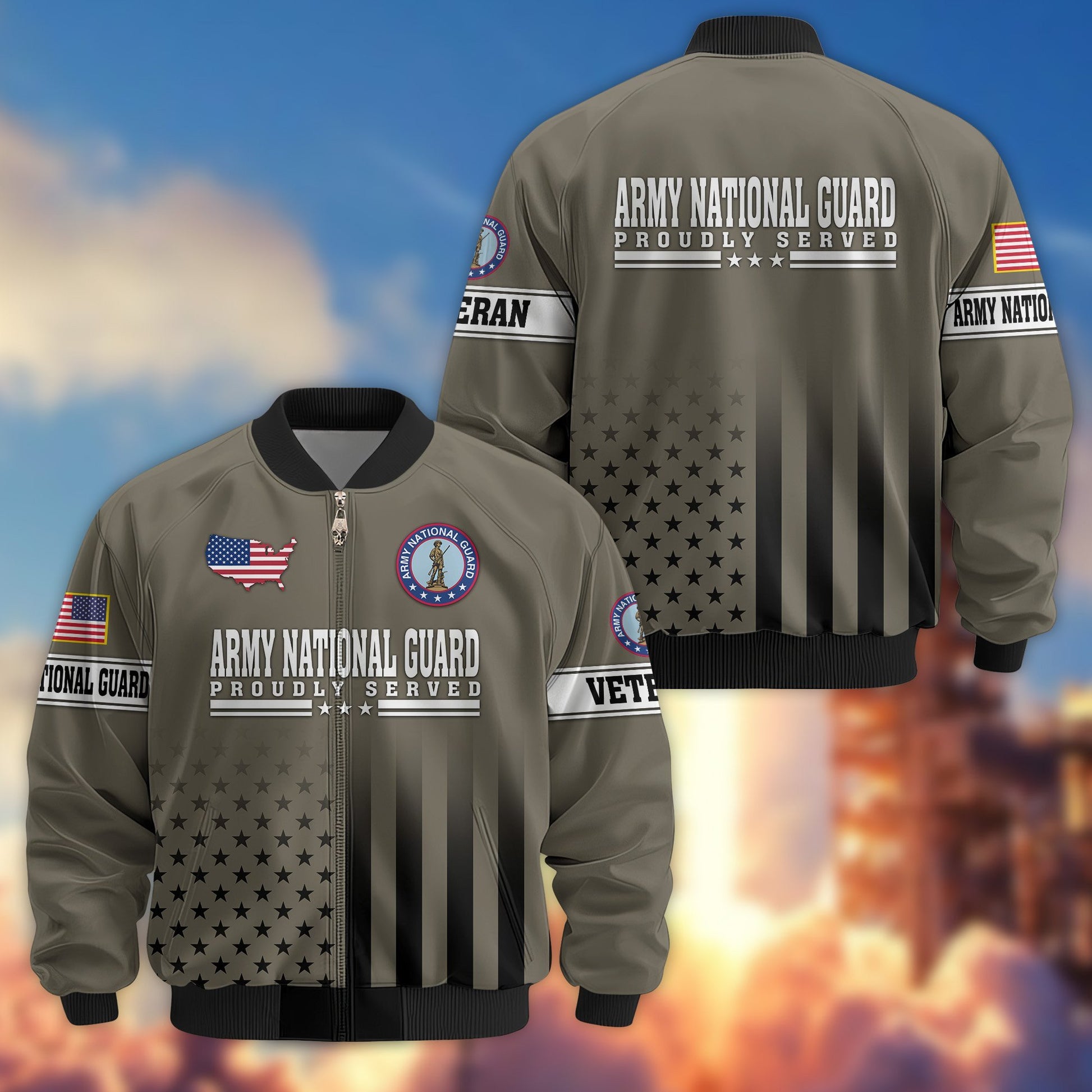 Premium Army National Guard Veteran Bomber Jacket VPVC800808, Gifts For Army National Guard Veteran