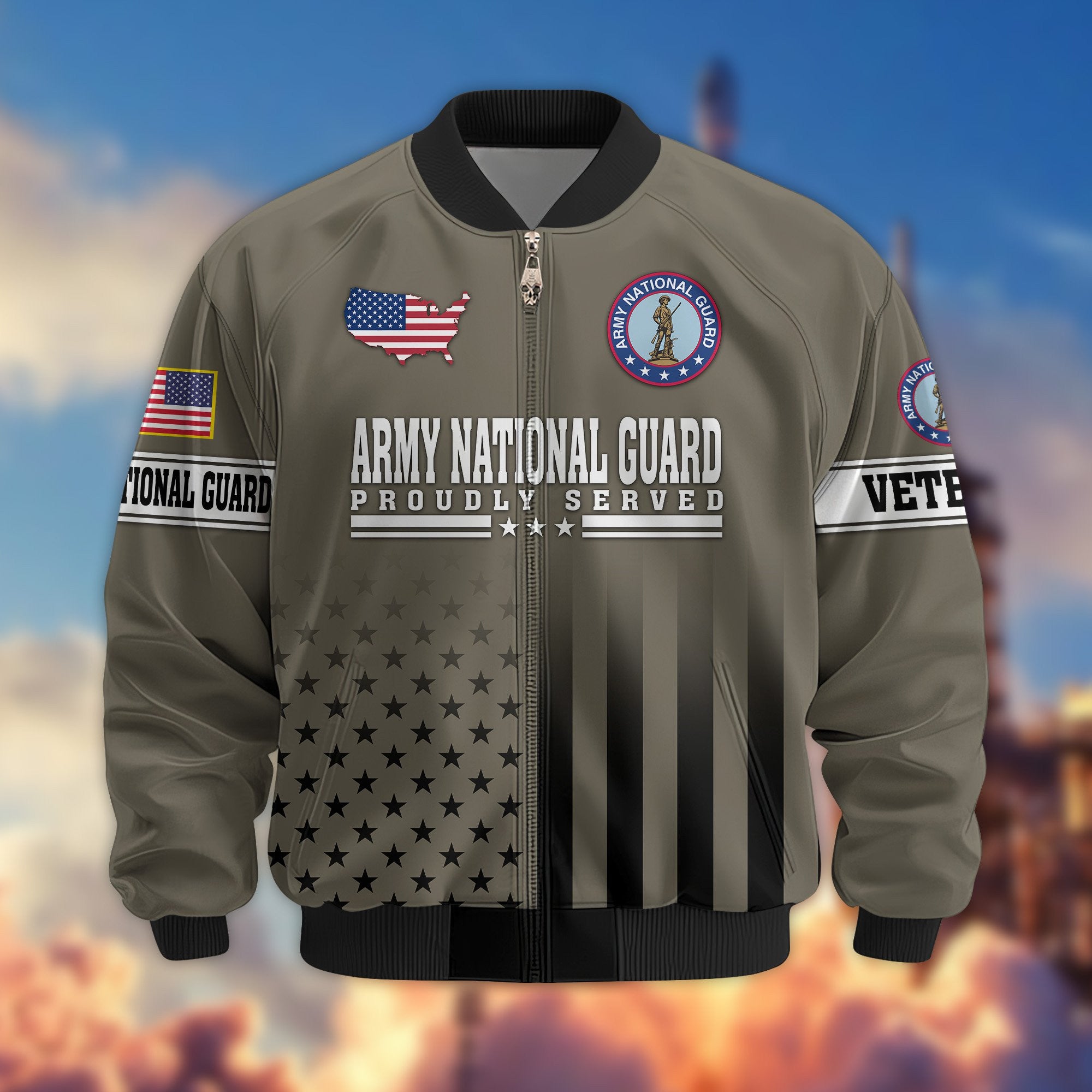 Premium Army National Guard Veteran Bomber Jacket VPVC800808, Gifts For Army National Guard Veteran