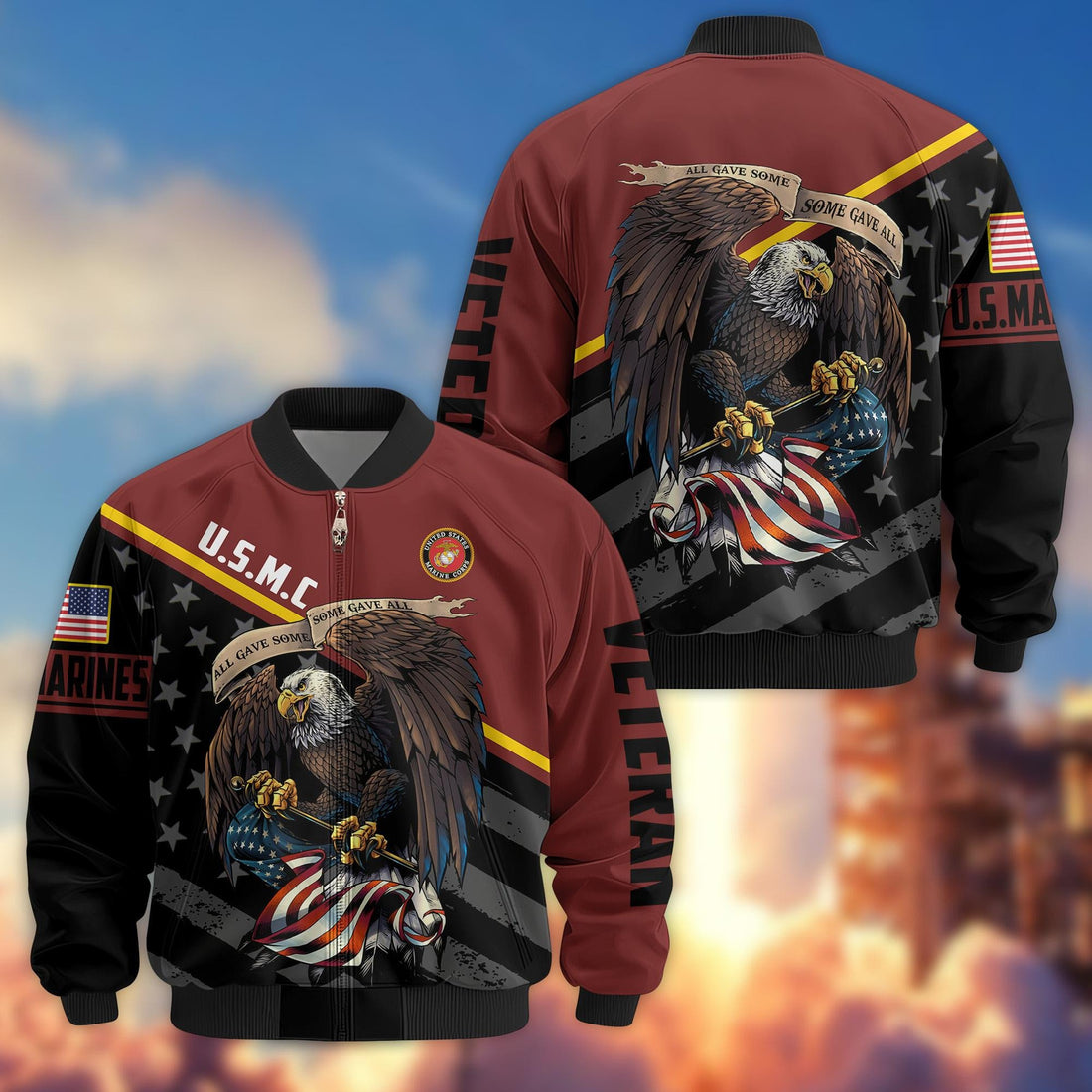 Premium USMC Veteran Bomber Jacket VPVC801203, Gifts For US Marines Veteran