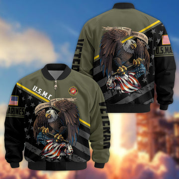 Premium USMC Veteran Bomber Jacket VPVC801211, Gifts For US Marines Veteran