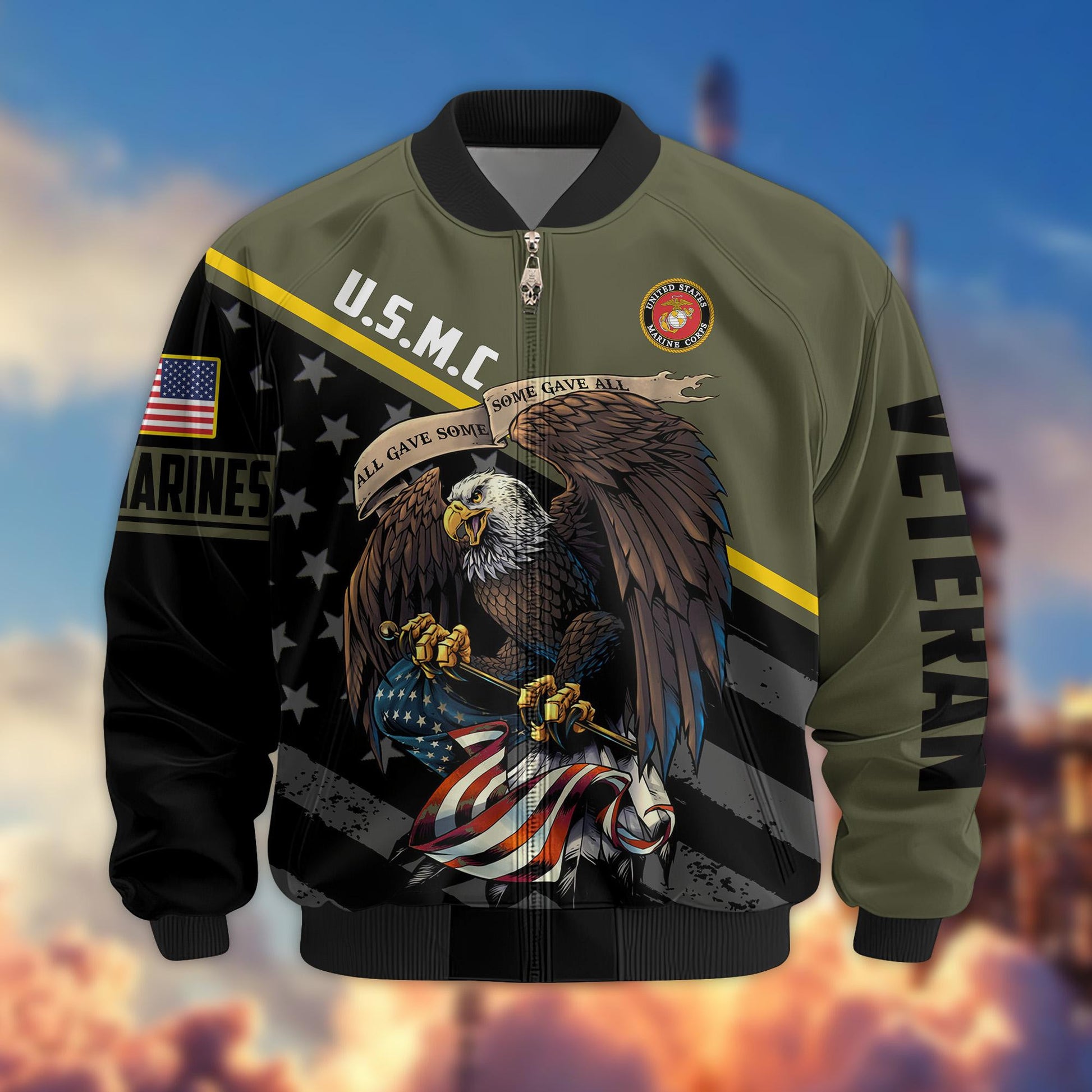 Premium USMC Veteran Bomber Jacket VPVC801211, Gifts For US Marines Veteran