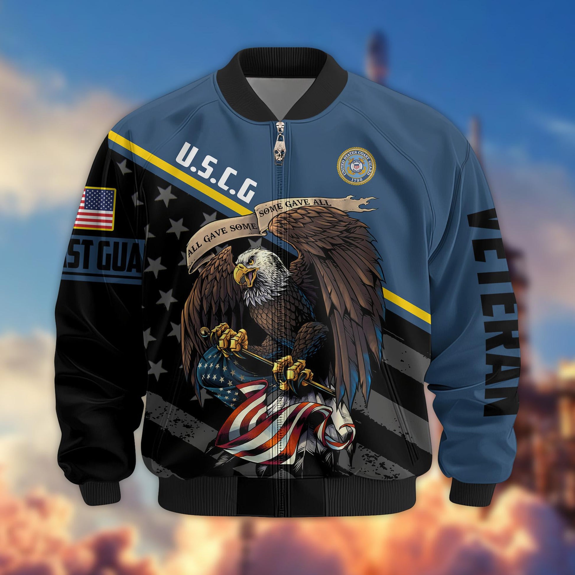 Premium USCG Veteran Bomber Jacket VPVC801205, Gifts For US Coast Guard Veteran