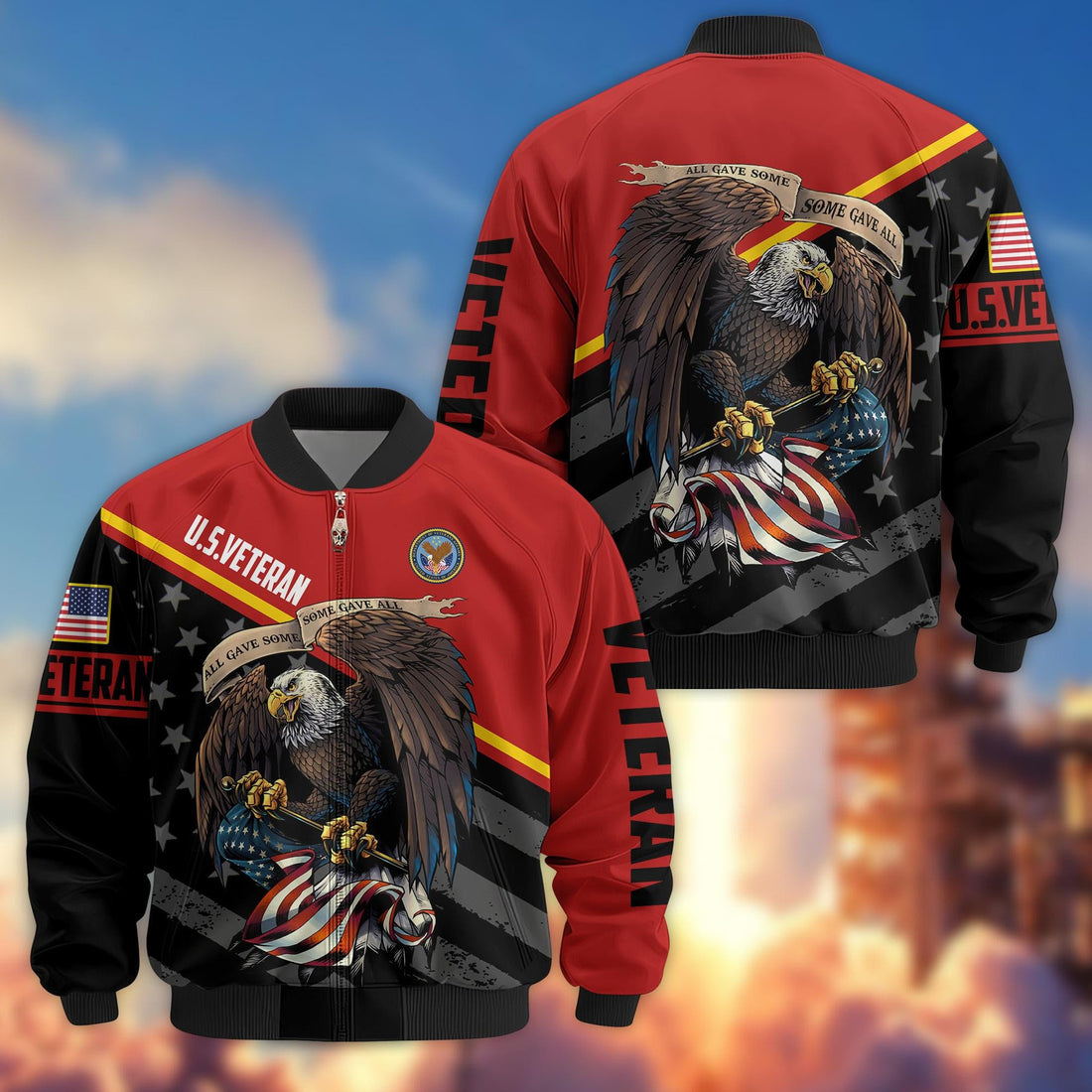 Premium US Veterans Bomber Jacket VPVC801207, Gifts For US Veteran