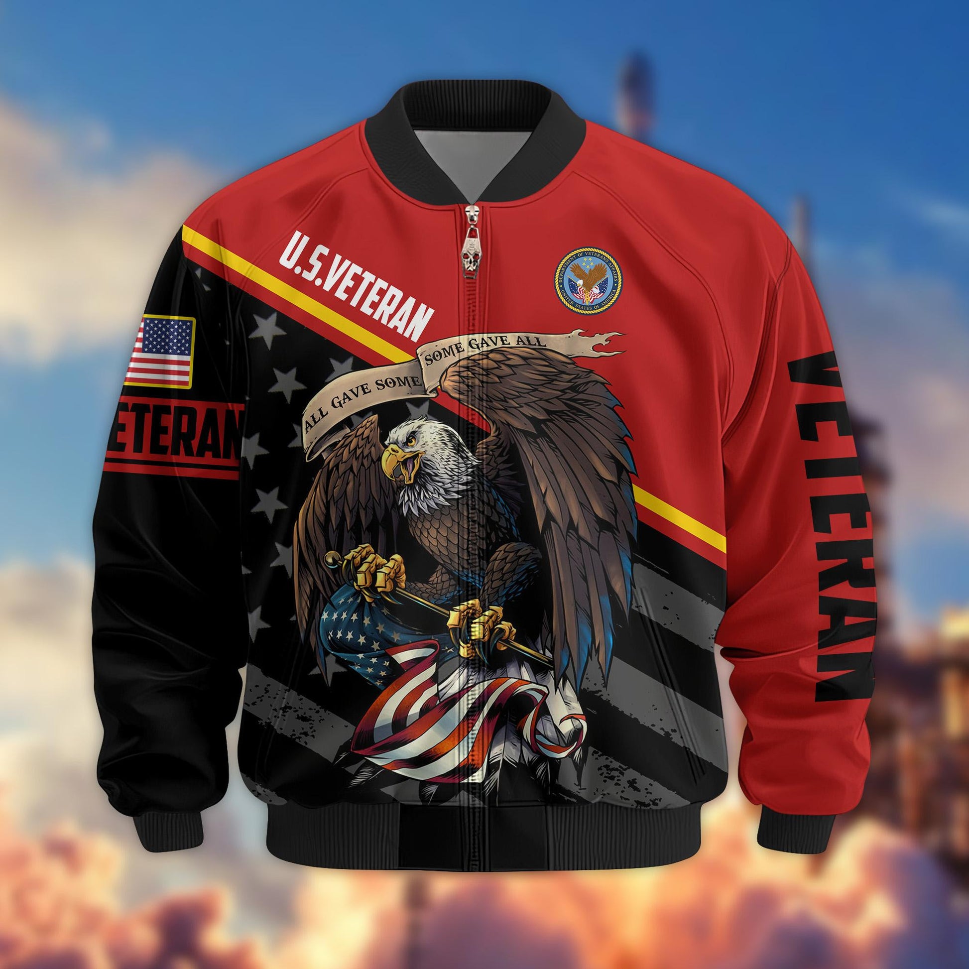 Premium US Veterans Bomber Jacket VPVC801207, Gifts For US Veteran