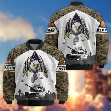 Premium USMC Veteran Bomber Jacket VPVC801303, Gifts For US Marines Veteran