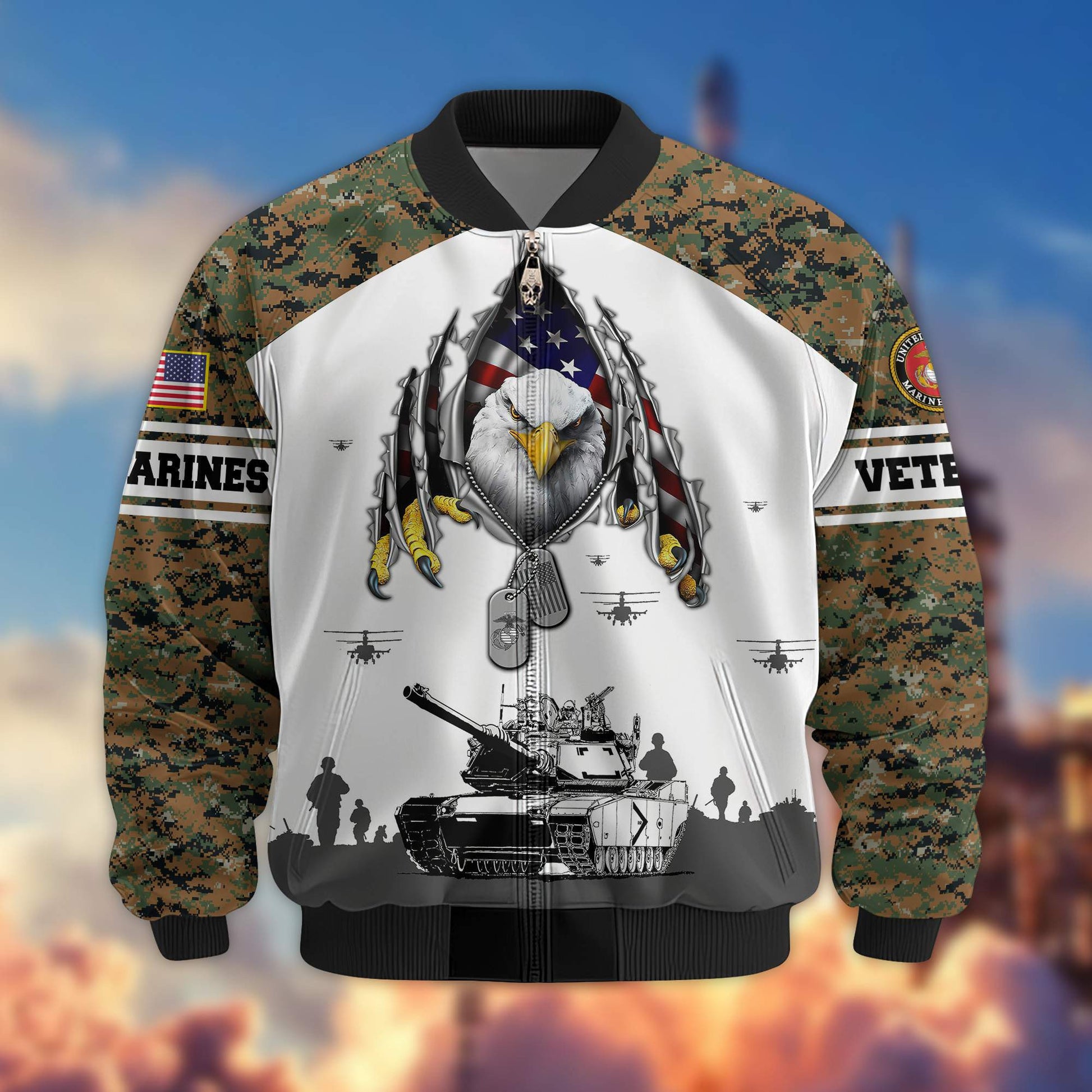 Premium USMC Veteran Bomber Jacket VPVC801303, Gifts For US Marines Veteran