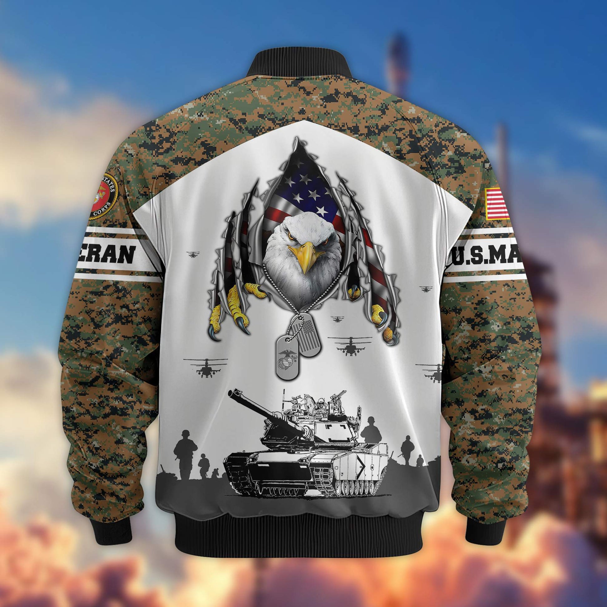 Premium USMC Veteran Bomber Jacket VPVC801303, Gifts For US Marines Veteran