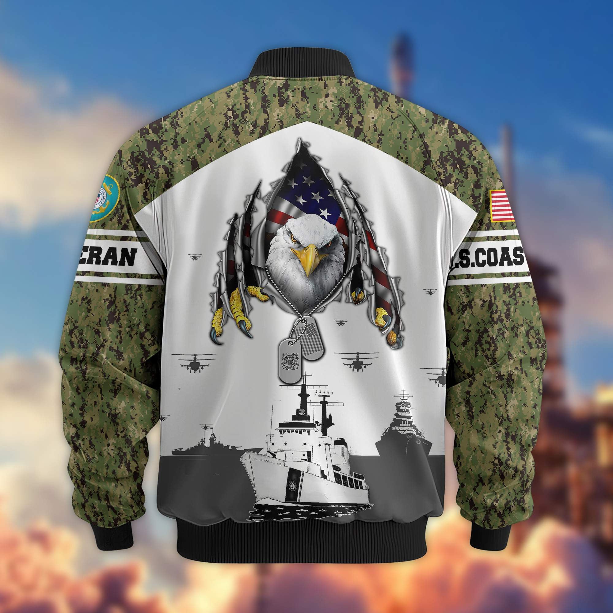 Premium USCG Veteran Bomber Jacket VPVC801305, Gifts For US Coast Guard Veteran