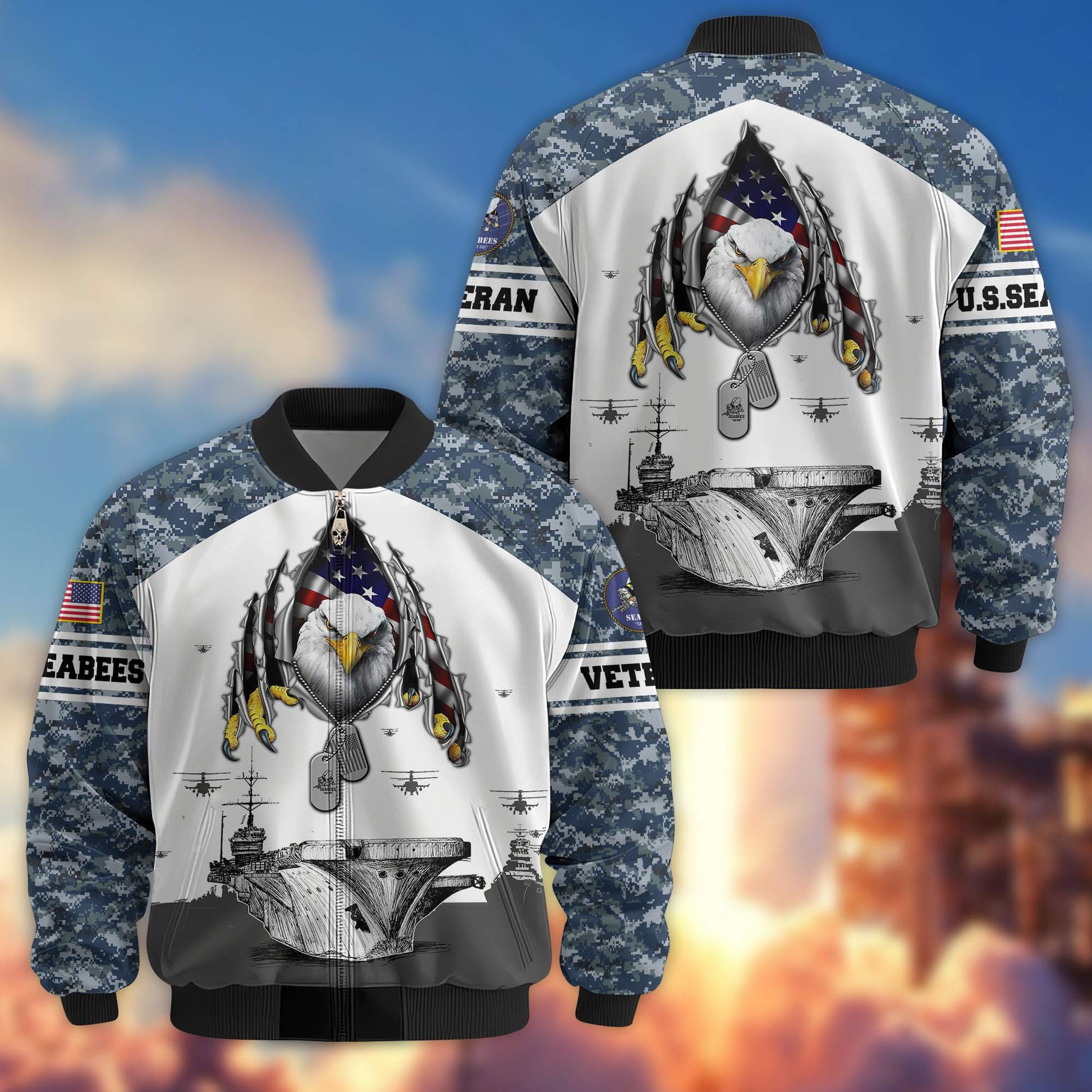 Premium US Seabees Veteran Bomber Jacket VPVC801309, Gifts For Seabees Veteran