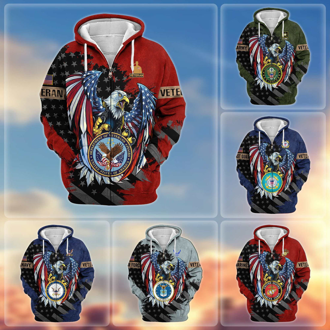Premium US Veterans Zip Hoodie APHN190913, Gifts For Veterans Day