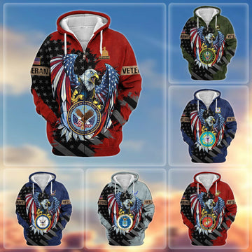 Premium US Veterans Zip Hoodie APHN190913, Gifts For Veterans Day