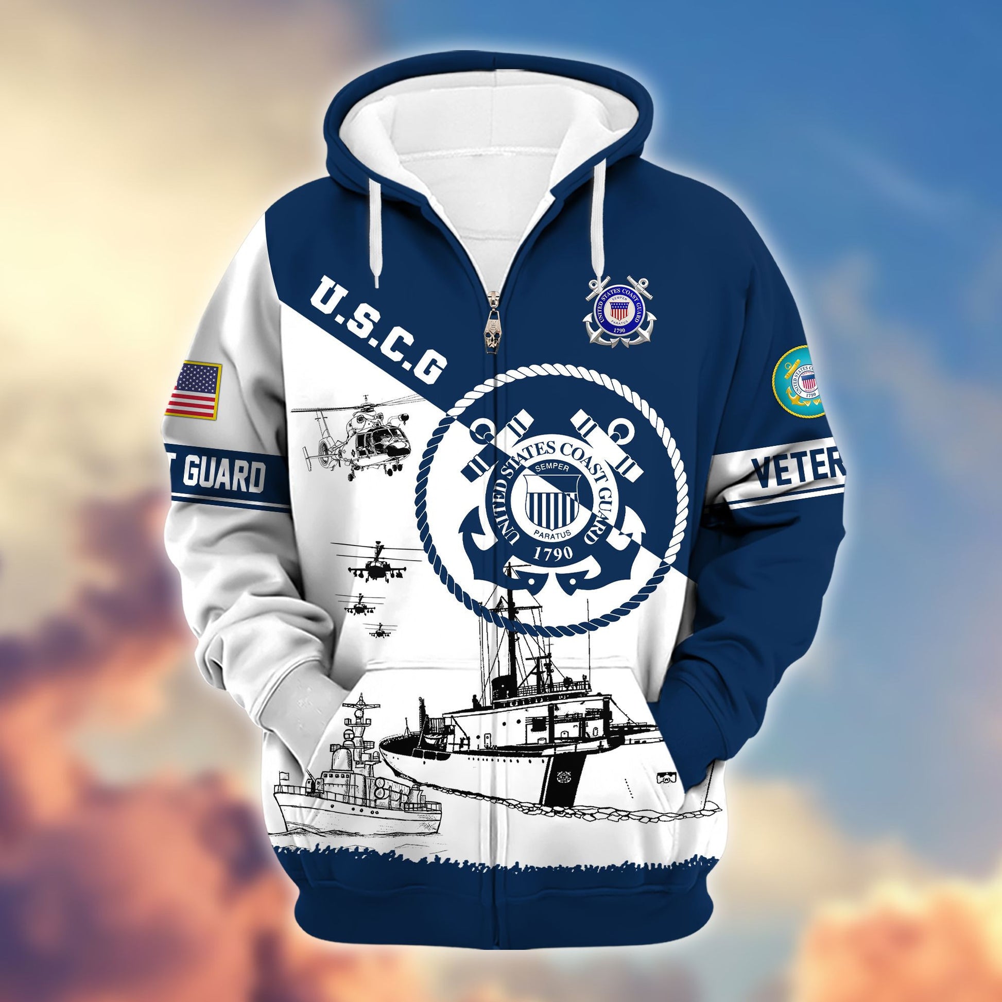 Premium Proudly Served US Veterans Zip Hoodie APHN250911, Gifts For US Veterans, Gifts For Veterans Day