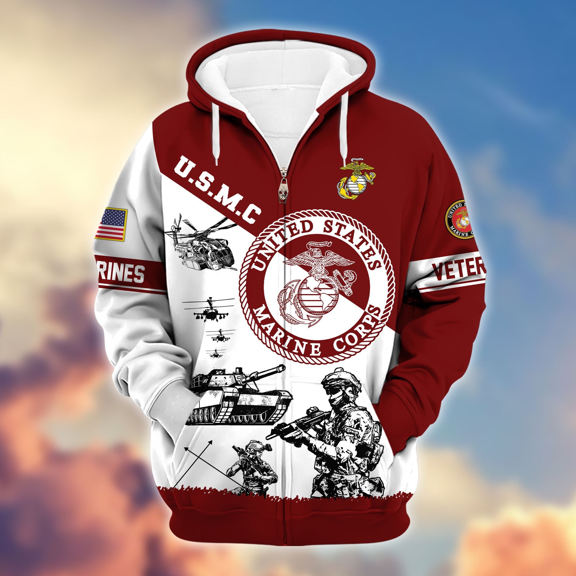 Premium Proudly Served US Veterans Zip Hoodie APHN250911, Gifts For US Veterans, Gifts For Veterans Day