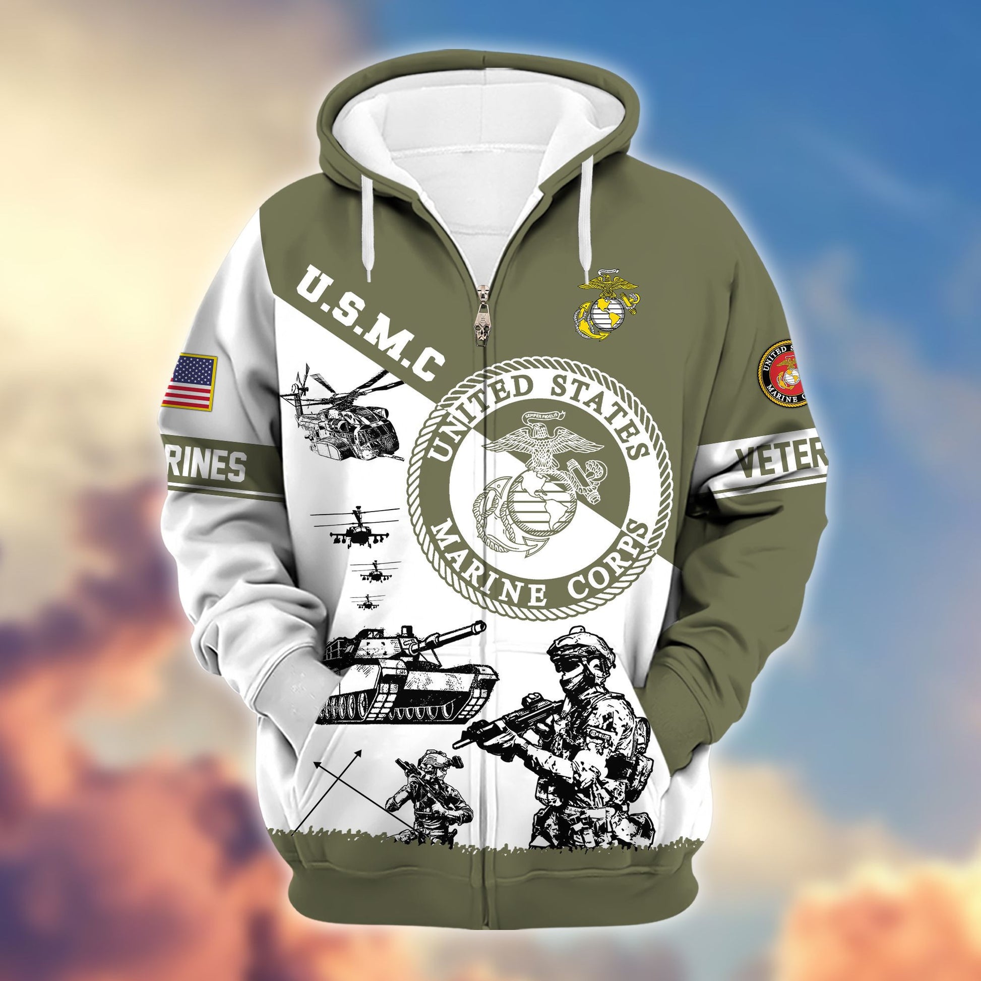 Premium Proudly Served US Veterans Zip Hoodie APHN250911, Gifts For US Veterans, Gifts For Veterans Day