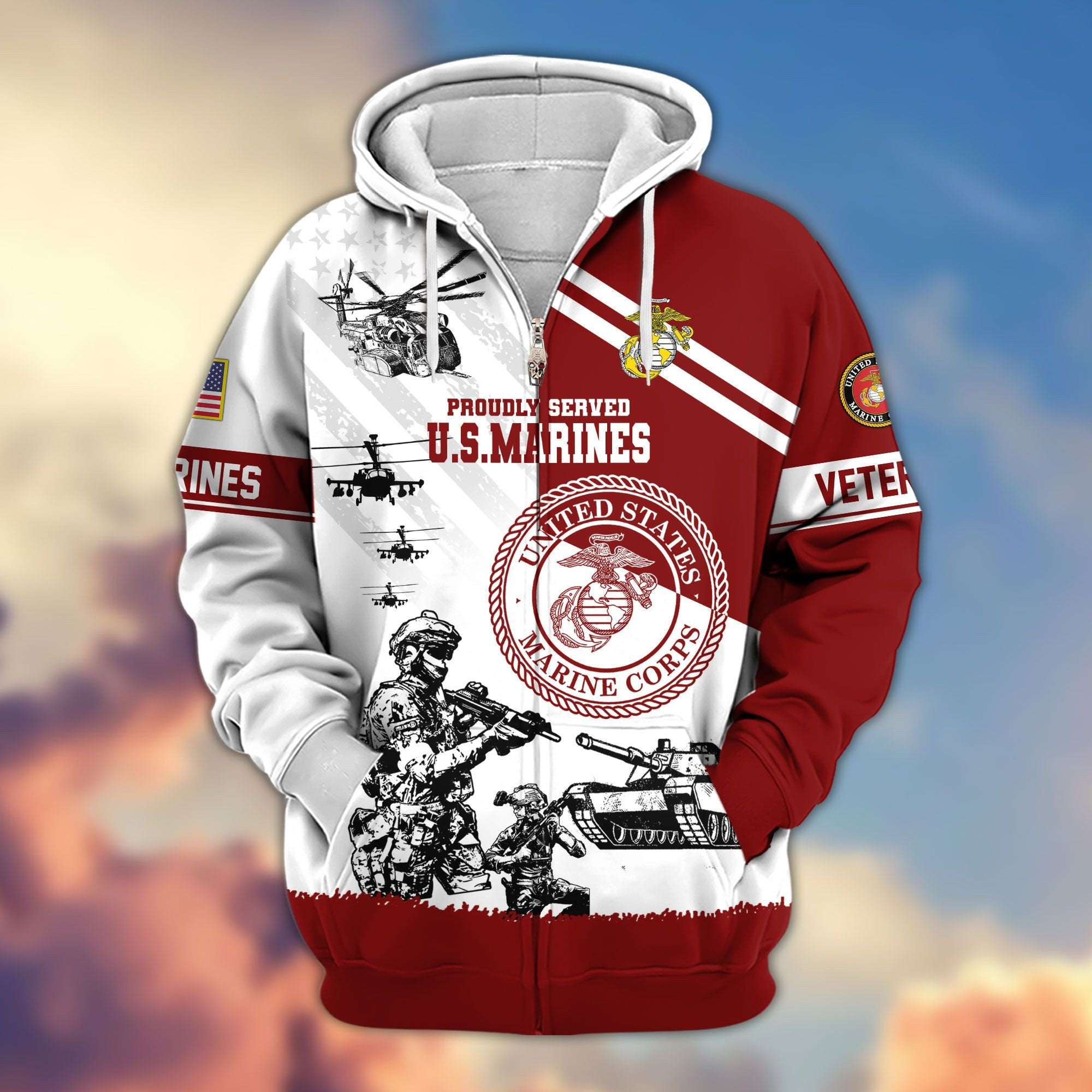 Premium US Veterans Zip Hoodie APHN230911, Gifts For US Veterans, Gifts For Veterans Day